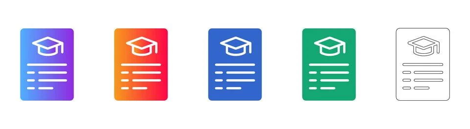 Academic Degree Certificate Document Icons Stock Illustration