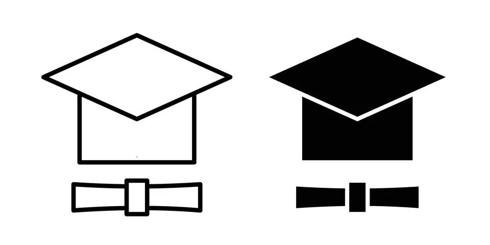 Academic degree icon. Line Drawings and Silhouettes icons Stock Illustration