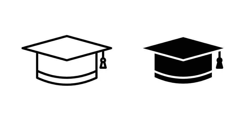 Academic degree icon vector concepts, line and silhouette style Stock Illustration