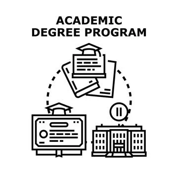 Academic degree program concept with university and diploma Stock Illustration