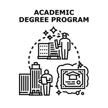 Academic degree program enrollment and graduation concept Stock Illustration