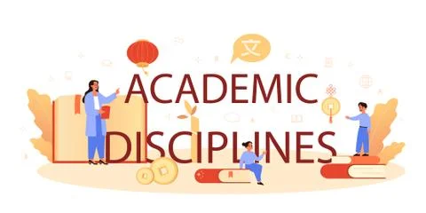 Academic disciplines typographic header. Language school chinese Illustrazione stock