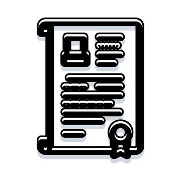 Academic document with seal icon representing achievement Stock Illustration