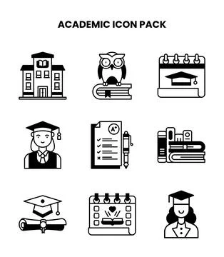 Academic DuoTone Vector Icons Pack Stock Illustration