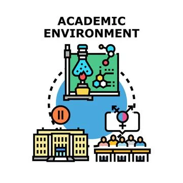 Academic environment encompassing research, learning, and diversity 스톡 일러스트