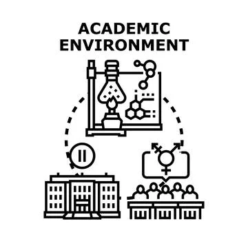 Academic environment encompassing research, learning, and diversity 스톡 일러스트