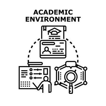 Academic environment knowledge education process research concept Stock Illustration