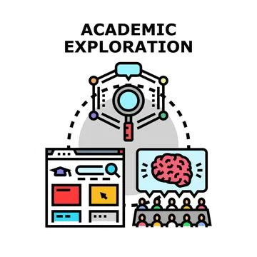 Academic exploration process researching educational data and development Illustrazione stock