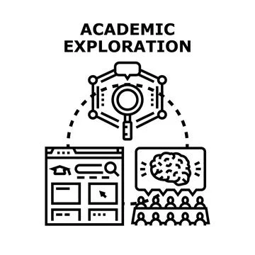 Academic exploration process researching educational data and development Stock Illustration