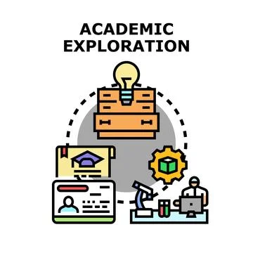 Academic exploration process for student research and discovery Stock Illustration