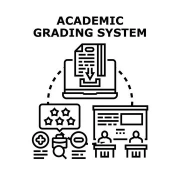 Academic grading system process evaluating student performance Stock Illustration