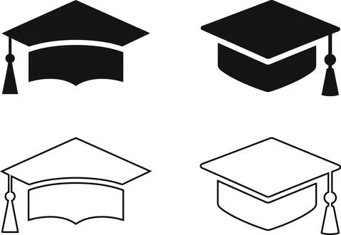 Academic graduation cap icon set Stock Illustration
