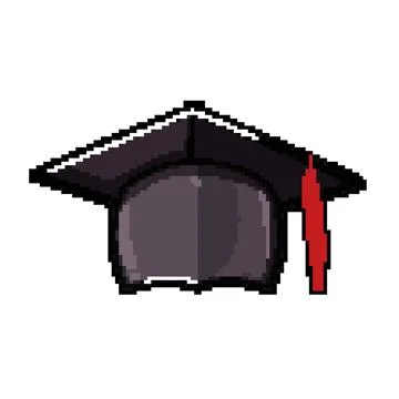 Academic graduation hat pixel art vector illustration Stock Illustration