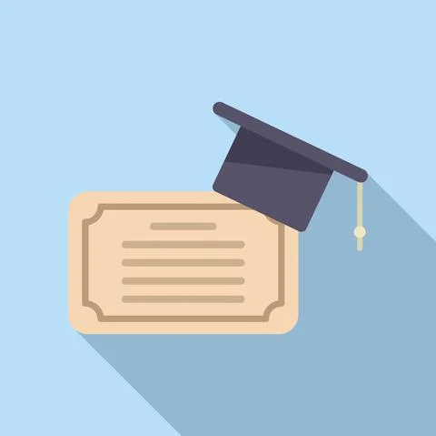 Academic graduation icon flat vector. Book study 스톡 일러스트