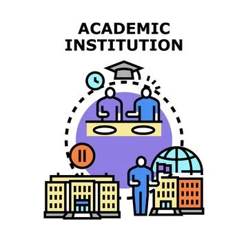 Academic institution concept with learning and graduating process Stock Illustration