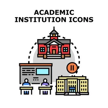 Academic institution concept vector icons set Stock Illustration