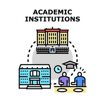 Academic institutions concept with educational buildings and students Stock Illustration