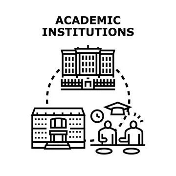 Academic institutions concept with educational buildings and students Stock Illustration