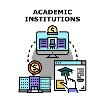 Academic institutions offering online learning education programs 库存插图