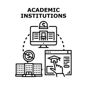 Academic institutions offering online learning education programs Stock Illustration
