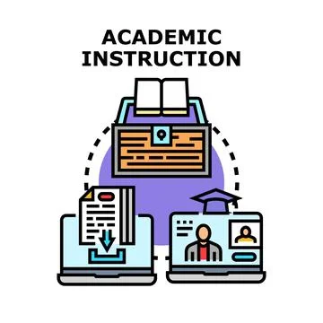 Academic instruction concept displaying online learning and education process Stock Illustration