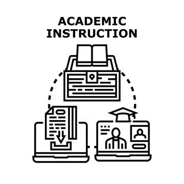 Academic instruction concept displaying online learning and education process Stock Illustration