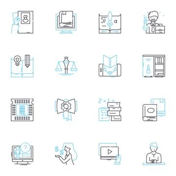 Academic instruction linear icons set. Education, Learning, Instruction Illustrazione stock