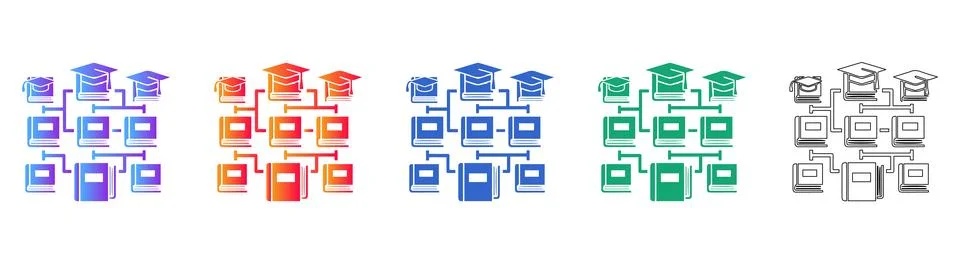 Academic Knowledge Network Mapping Icons Illustrazione stock