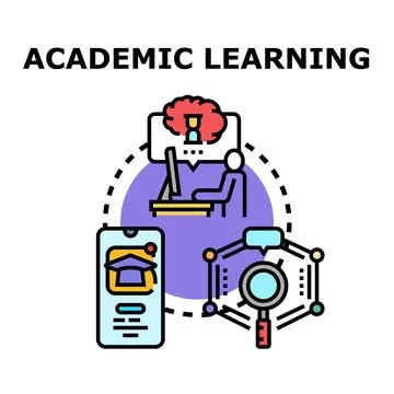 Academic learning online education and digital research concept Stock Illustration