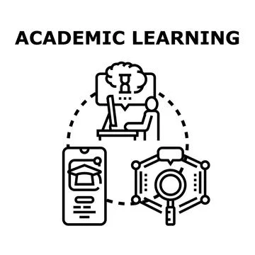 Academic learning online education and digital research concept Stock Illustration
