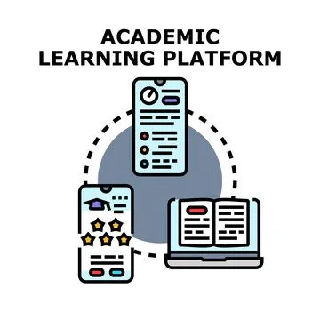 Academic learning platform connecting students and digital resources Stock Illustration