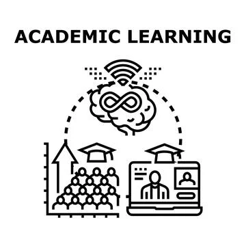Academic learning process integrating online and classroom education Stock Illustration