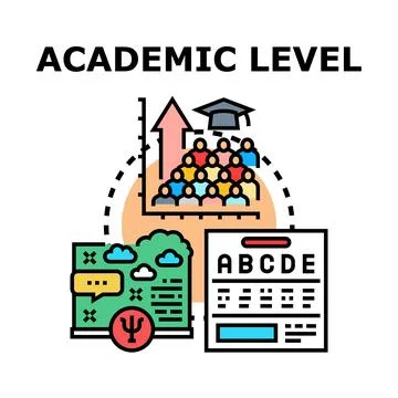 Academic level learning, growth, and examination progress concept Stock Illustration