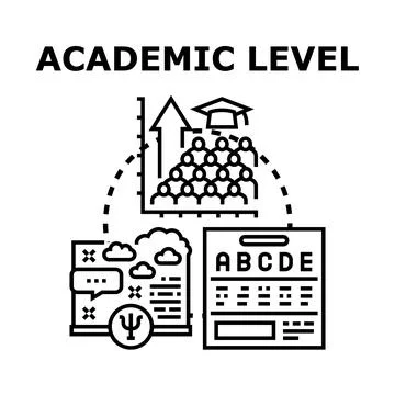 Academic level learning, growth, and examination progress concept Stock Illustration