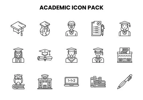 Academic Line Graphics Icons Pack Stock Illustration