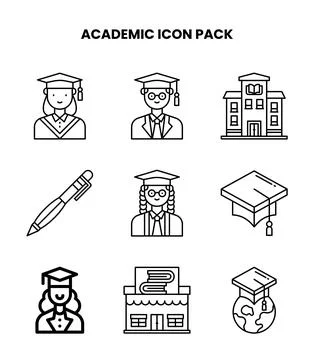Academic Line Scalable Icons Pack イラスト素材