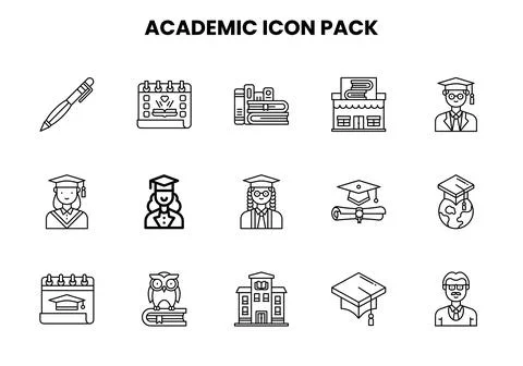 Academic Line Vector Icons Pack Stock Illustration