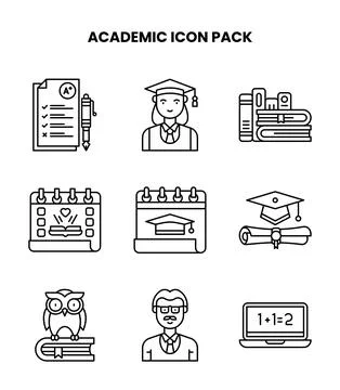 Academic Line Vector Icons Pack Stock Illustration