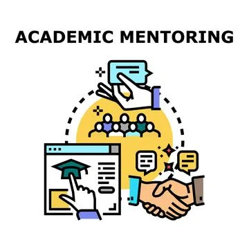 Academic mentoring concept connecting education and communication Stock Illustration
