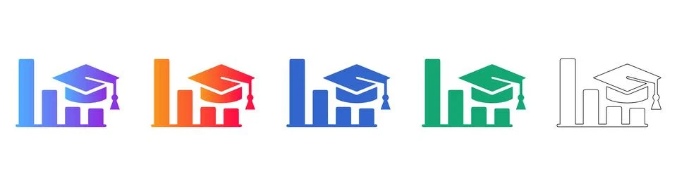 Academic Performance Analytics Icons Set Stock Illustration