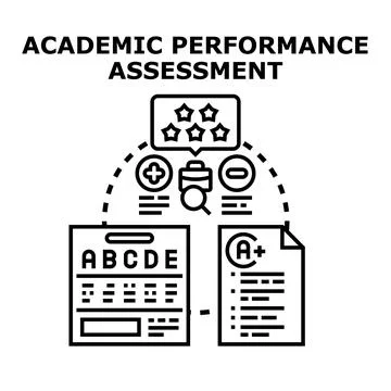 Academic performance assessment education knowledge evaluation concept Stock Illustration