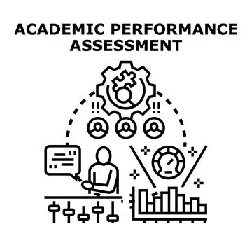 Academic performance assessment evaluating student learning analytics Stock Illustration