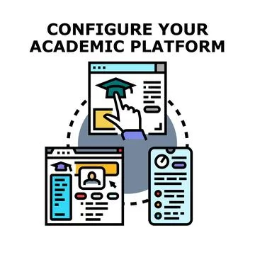 Academic platform setup and online education technology 스톡 일러스트
