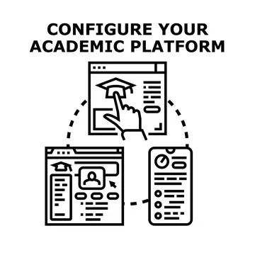 Academic platform setup and online education technology Stock Illustration