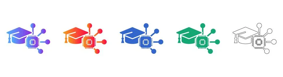 Academic Processor CPU Icon Set イラスト素材