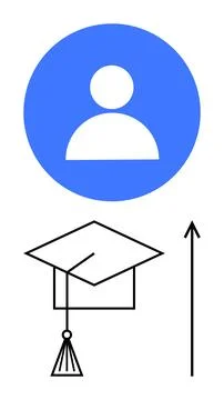 Academic Progress and Personal Growth Symbolized by Graduation and Upward 스톡 일러스트