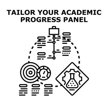 Academic progress panel tailoring goal achievement for education Stock Illustration