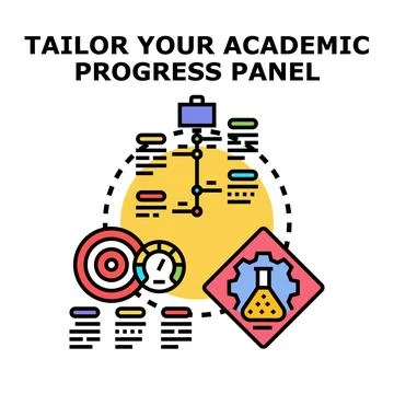Academic progress panel tailoring goal achievement for education Stock Illustration