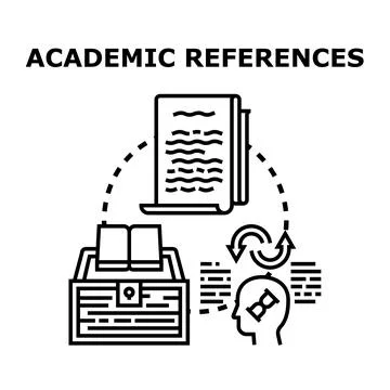 Academic references research and knowledge development process Stock Illustration