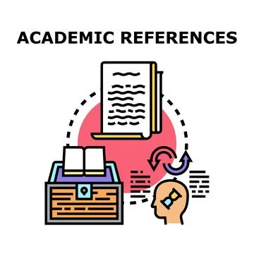 Academic references research and knowledge development process Stock Illustration